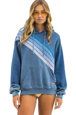 Hoodies | Hoodies | Aviator Nation CROSS STRIPE RELAXED PULLOVER HOODIE - FADED WATER FADEDWATER
