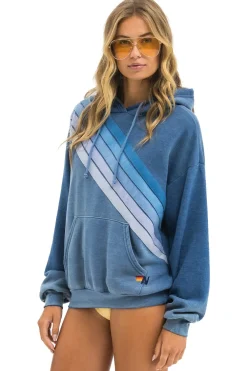 Hoodies | Hoodies | Aviator Nation CROSS STRIPE RELAXED PULLOVER HOODIE - FADED WATER FADEDWATER