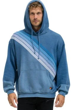 Hoodies | Hoodies | Aviator Nation CROSS STRIPE RELAXED PULLOVER HOODIE - FADED WATER FADEDWATER