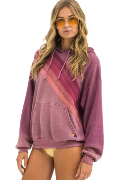 Hoodies | Hoodies | Aviator Nation CROSS STRIPE RELAXED PULLOVER HOODIE - FADED BERRY FADEDBERRY