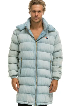 Denim | Denim | Aviator Nation DENIM PUFFER LONG TREKKER JACKET - SUPER LIGHT SUPERLIGHT