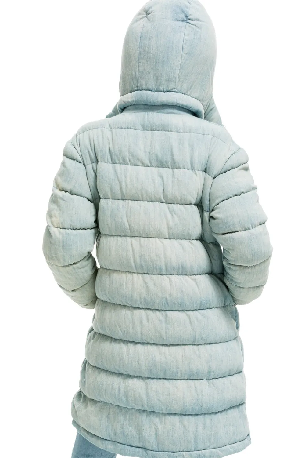Denim | Denim | Aviator Nation DENIM PUFFER LONG TREKKER JACKET - SUPER LIGHT SUPERLIGHT