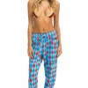 Sweatpants | Aviator Nation DIAMOND REPEAT SMILEY 2 EMBROIDERY CARGO COLOR BLOCK SWEATPANTS - SKY