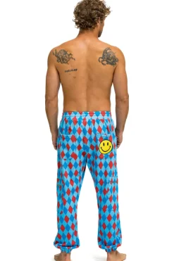 Sweatpants | Aviator Nation DIAMOND REPEAT SMILEY 2 EMBROIDERY SWEATPANTS - SKY