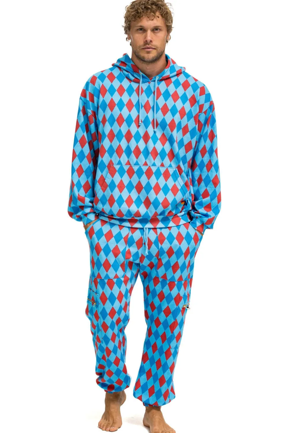 Sweatpants | Aviator Nation DIAMOND REPEAT SMILEY 2 EMBROIDERY SWEATPANTS - SKY