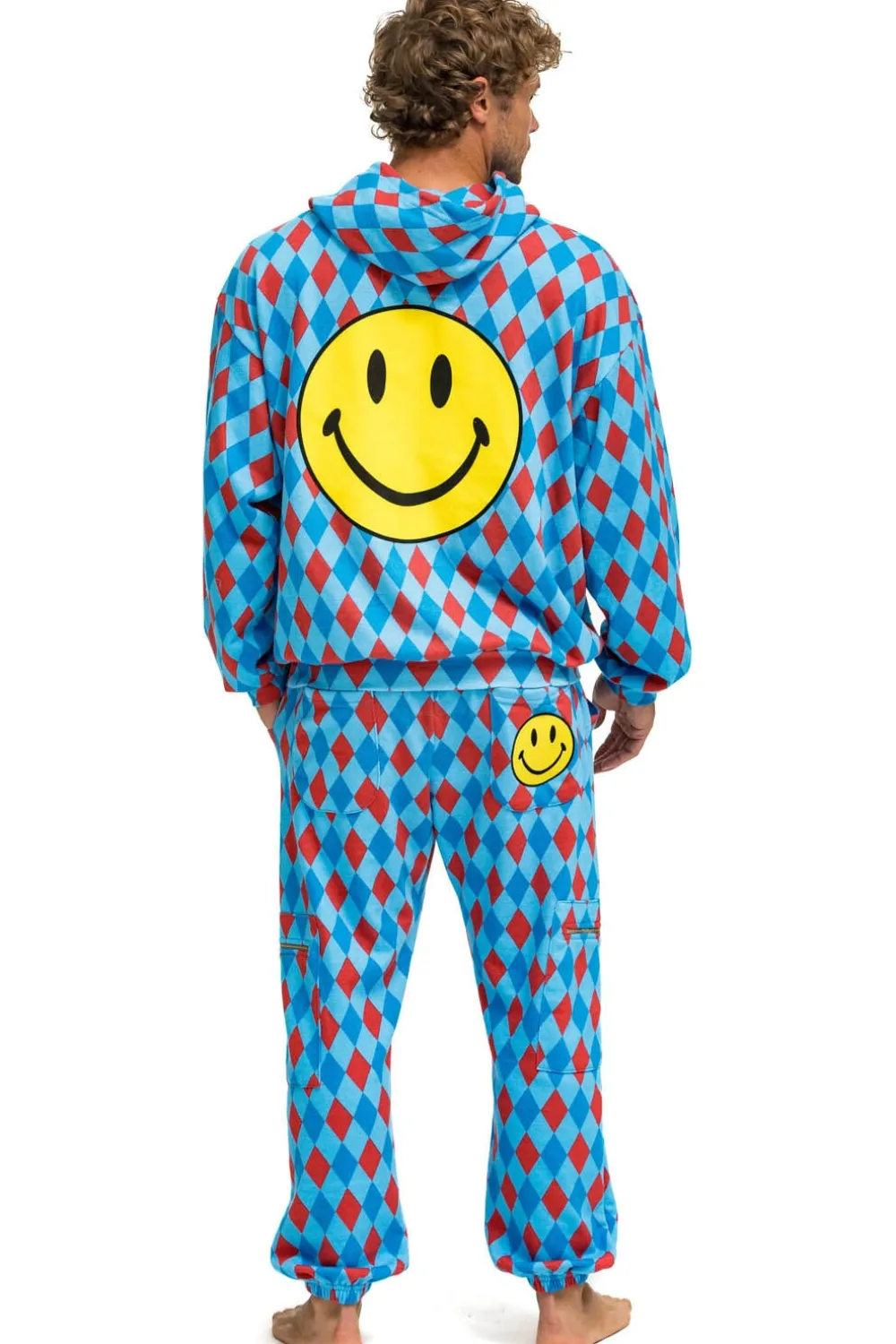 Sweatpants | Aviator Nation DIAMOND REPEAT SMILEY 2 EMBROIDERY SWEATPANTS - SKY