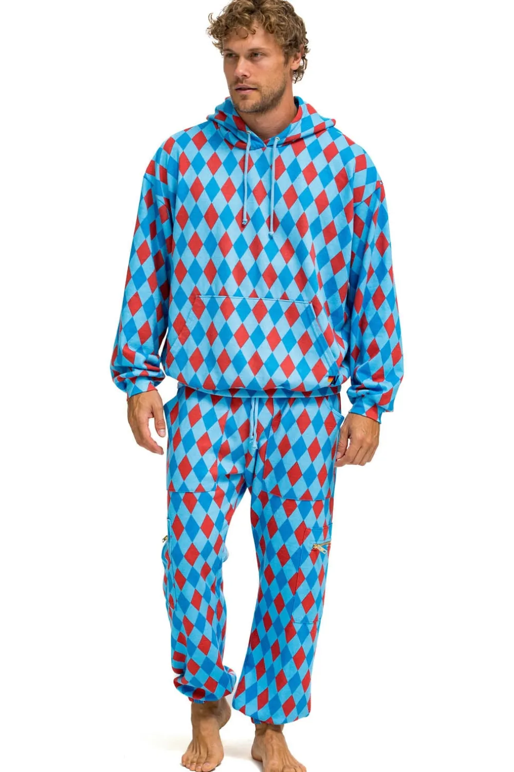 Sweatpants | Aviator Nation DIAMOND REPEAT SMILEY 2 EMBROIDERY SWEATPANTS - SKY