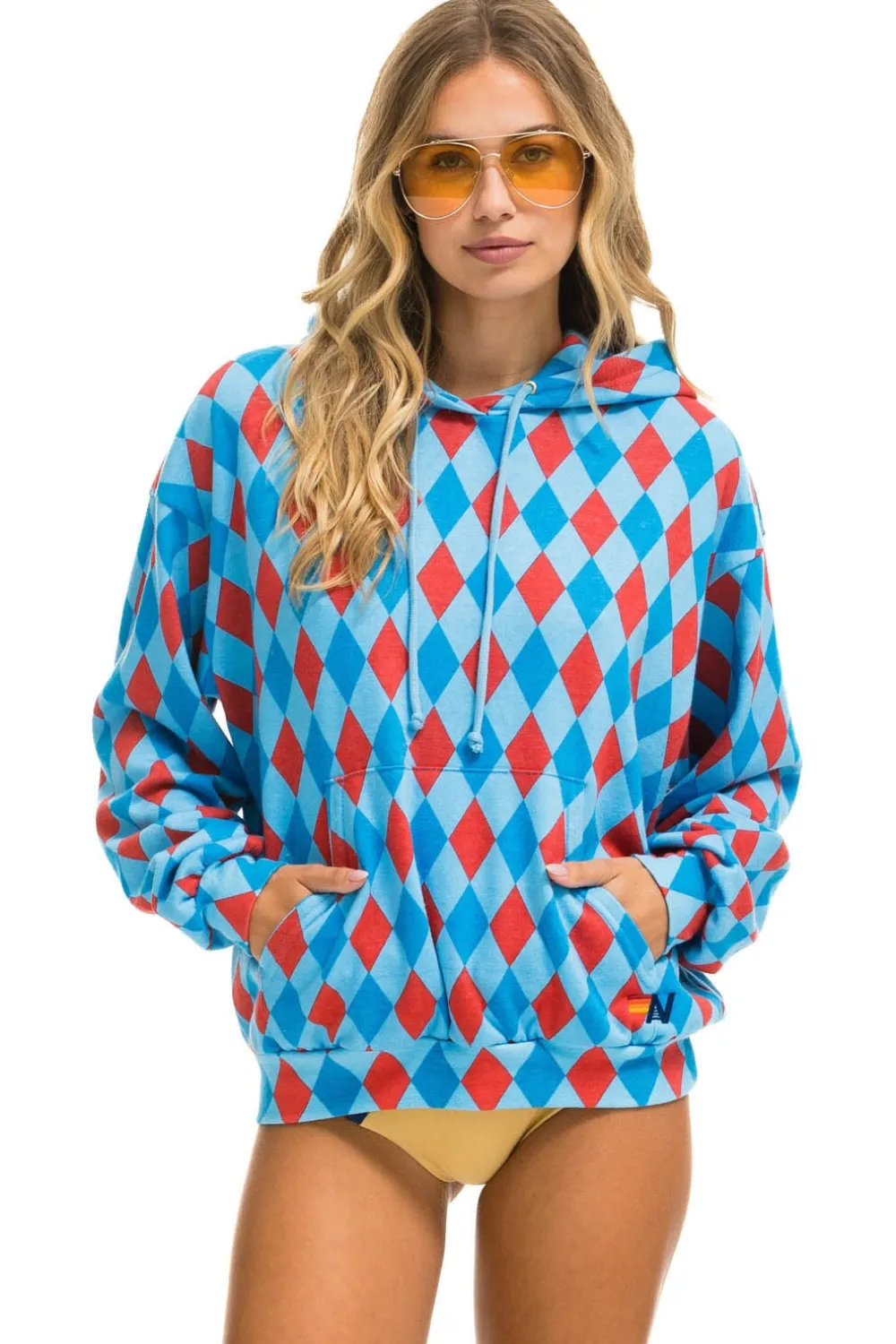 Hoodies | Hoodies | Aviator Nation DIAMOND REPEAT SMILEY RELAXED PULLOVER HOODIE - SKY
