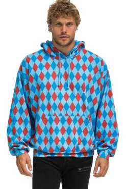 Hoodies | Hoodies | Aviator Nation DIAMOND REPEAT SMILEY RELAXED PULLOVER HOODIE - SKY