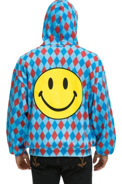 Hoodies | Hoodies | Aviator Nation DIAMOND REPEAT SMILEY RELAXED PULLOVER HOODIE - SKY