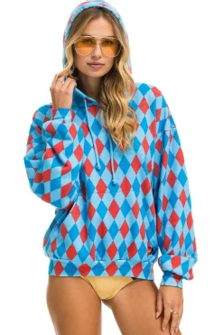 Hoodies | Hoodies | Aviator Nation DIAMOND REPEAT SMILEY RELAXED PULLOVER HOODIE - SKY