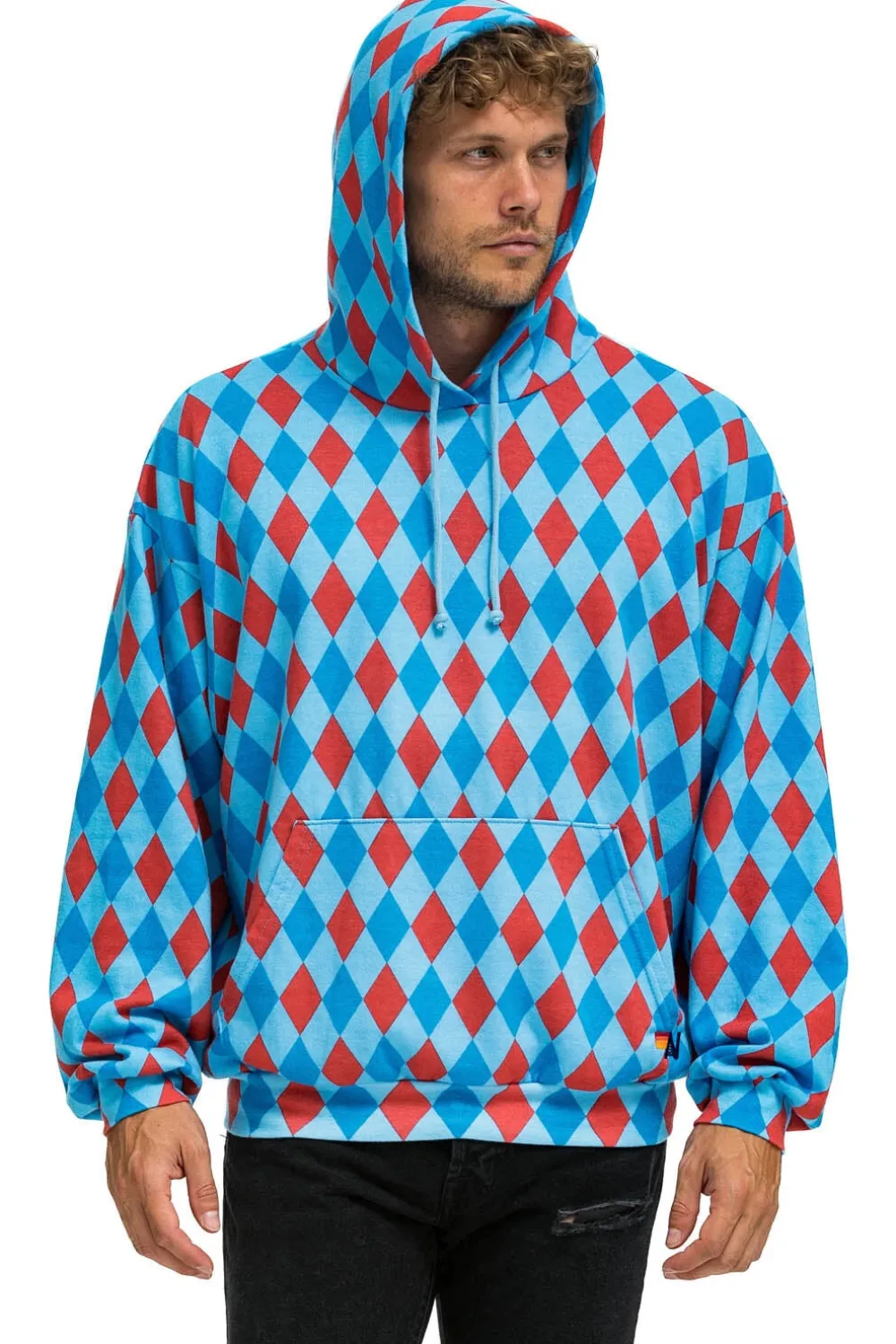 Hoodies | Hoodies | Aviator Nation DIAMOND REPEAT SMILEY RELAXED PULLOVER HOODIE - SKY