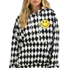 Hoodies | Hoodies | Aviator Nation DIAMOND SMILEY 2 EMBRIODERY RELAXED PULLOVER HOODIE - WHITE // BLACK WHITE//BLACK