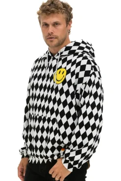 Hoodies | Hoodies | Aviator Nation DIAMOND SMILEY 2 EMBRIODERY RELAXED PULLOVER HOODIE - WHITE // BLACK WHITE//BLACK