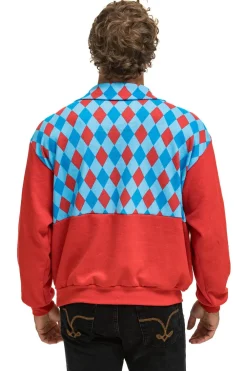 Sweatshirts | Sweatshirts | Aviator Nation DIAMOND SMILEY 2 FLEECE HALF ZIP COLOR BLOCK SWEATSHIRT - RED // SKY RED//SKY