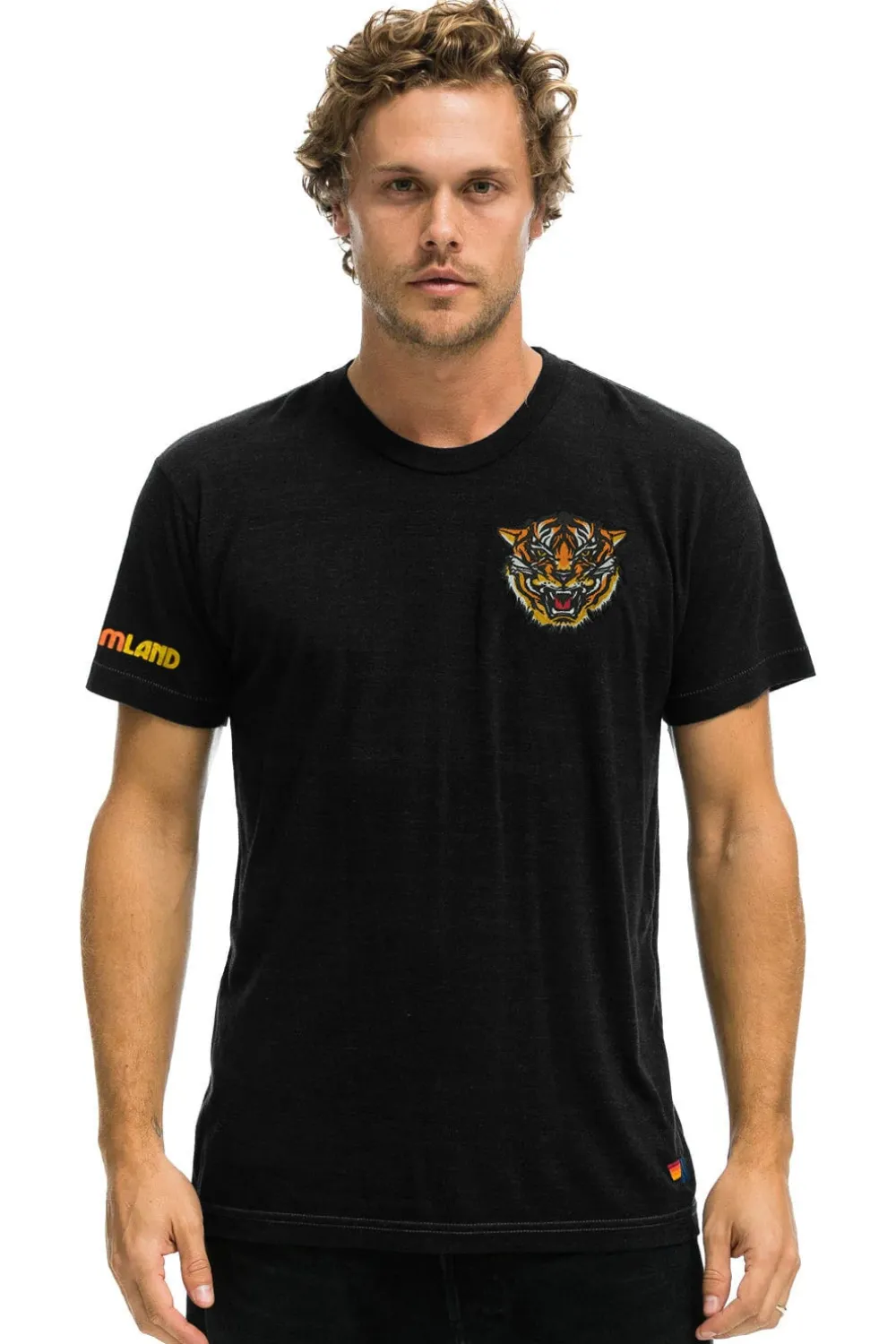 Tees | Tees | Aviator Nation DREAMLAND TIGER SMALL PRINT CREW TEE - BLACK