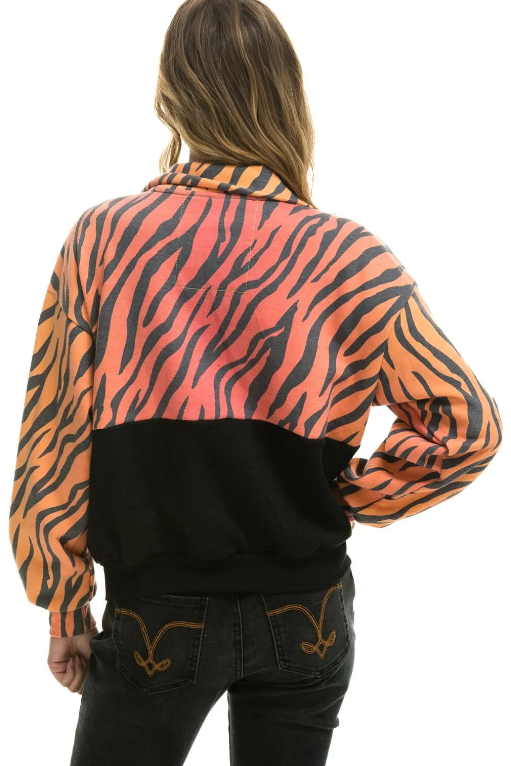 Sweatshirts | Aviator Nation FLEECE UNISEX HALF ZIP COLOR BLOCK JACKET - TIGER