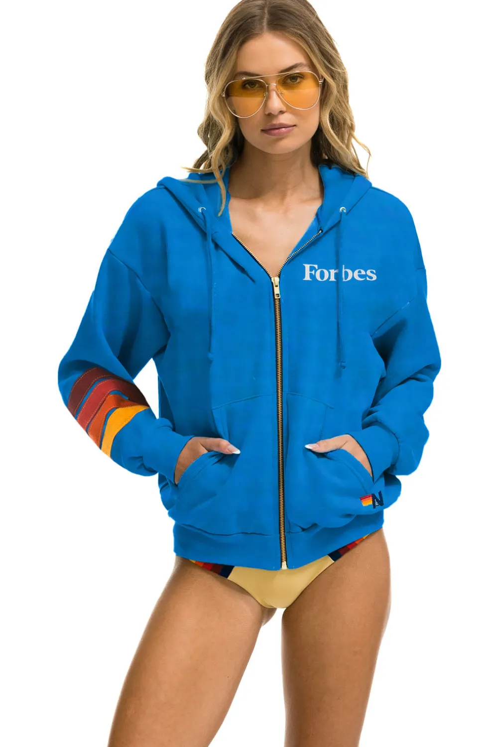 Hoodies | Collab Merchandise | Aviator Nation FORBES 23 RELAXED ZIP HOODIE - OCEAN