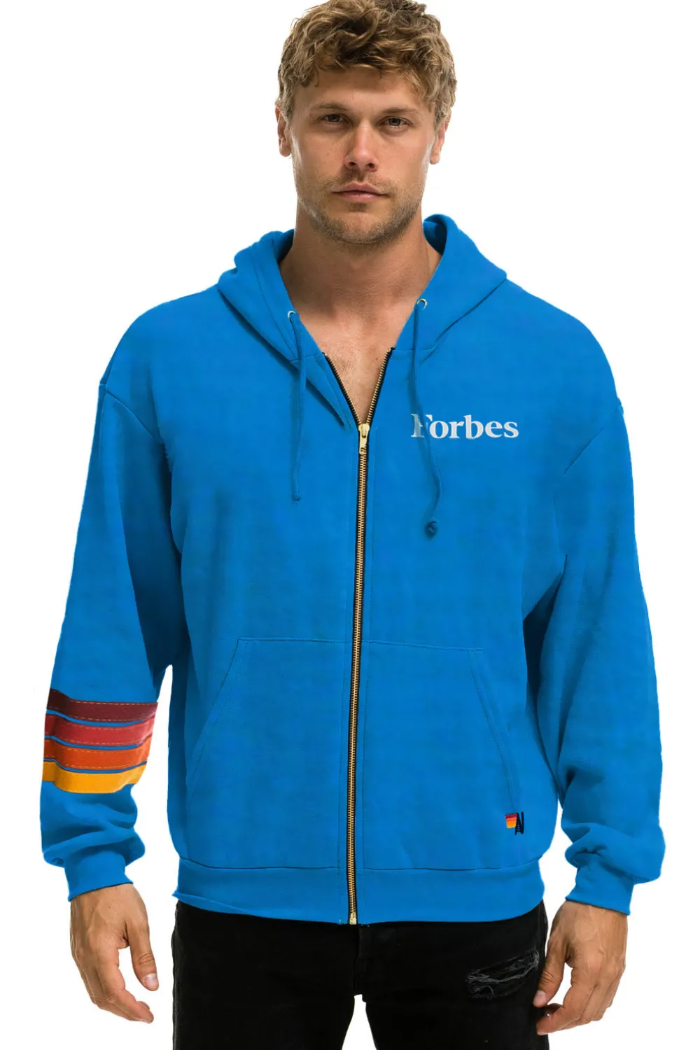 Hoodies | Collab Merchandise | Aviator Nation FORBES 23 RELAXED ZIP HOODIE - OCEAN