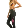 Activewear | Activewear | Aviator Nation FULL LENGTH HI-RISE BOLT LEGGINGS - CHARCOAL // NEON PINK CHARCOAL//NEONPINK