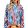 Hoodies | Aviator Nation GEO ZIG BOLT EMBRIODERY RELAXED CROPPED PULLOVER HOODIE - RED // BLUE RED//BLUE