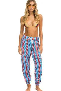 Sweatpants | Aviator Nation GEO ZIG BOLT EMBROIDERY CARGO SWEATPANTS - BLUE // RED BLUE//RED