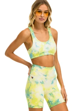 Activewear | Activewear | Aviator Nation HAND DYED 6 INCH HI-RISE BIKER SHORT - TIE DYE NEON YELLOW TIEDYENEONYELLOW