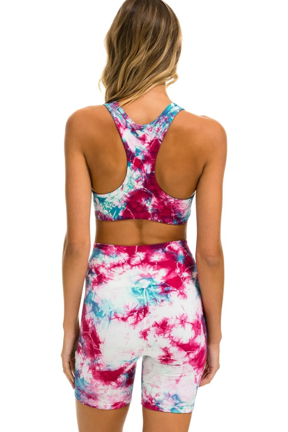 Activewear | Activewear | Aviator Nation HAND DYED 6 INCH HI-RISE BIKER SHORT - TIE DYE TURQUOISE TIEDYETURQUOISE