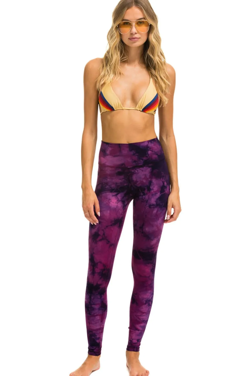Activewear | Activewear | Aviator Nation HAND DYED FULL LENGTH HI-RISE LEGGINGS - TIE DYE CRYSTAL ROSE TIEDYECRYSTALROSE