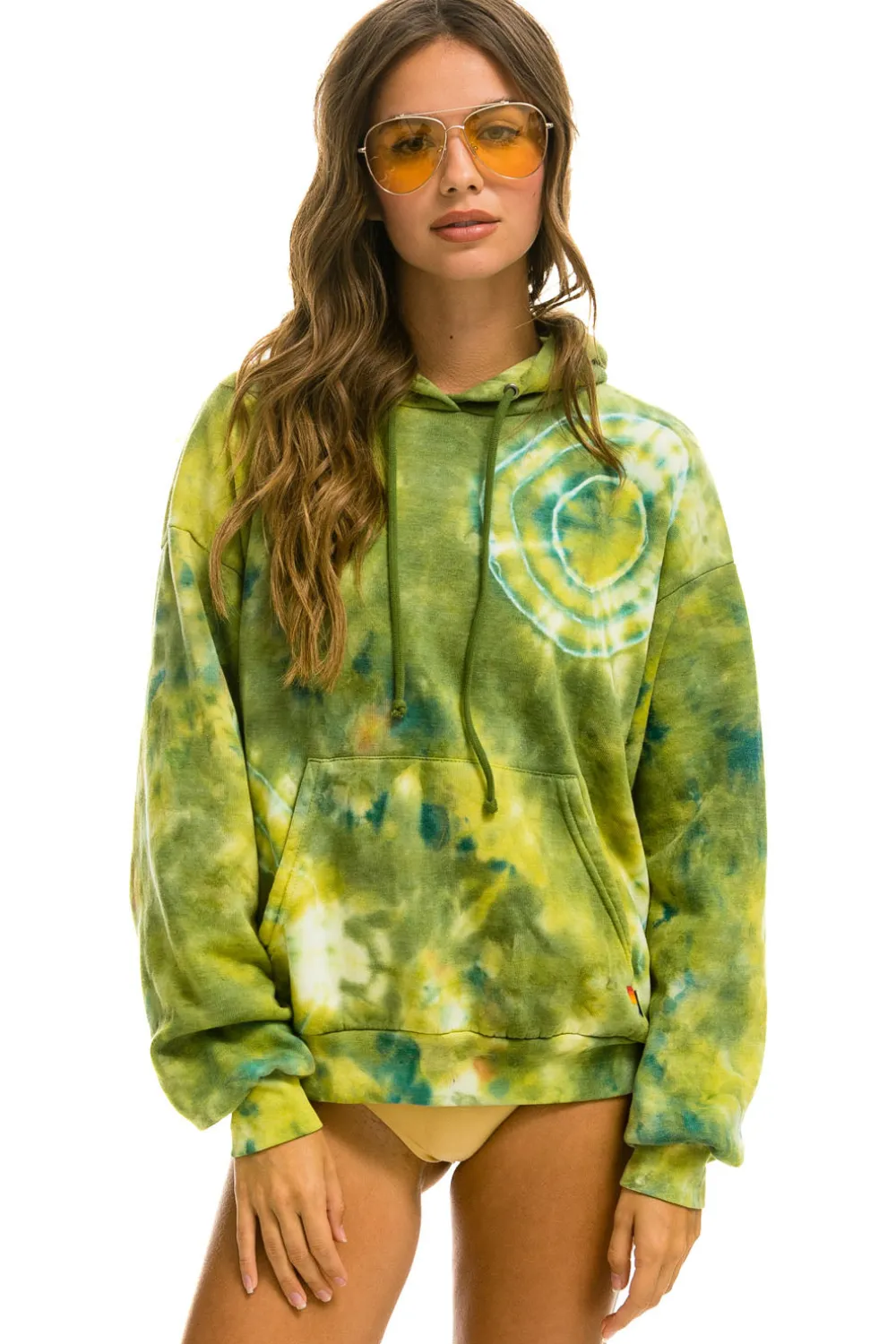 Hoodies | Hoodies | Aviator Nation HAND DYED PULLOVER HOODIE RELAXED - TIE DYE GREEN YELLOW TIEDYEGREENYELLOW