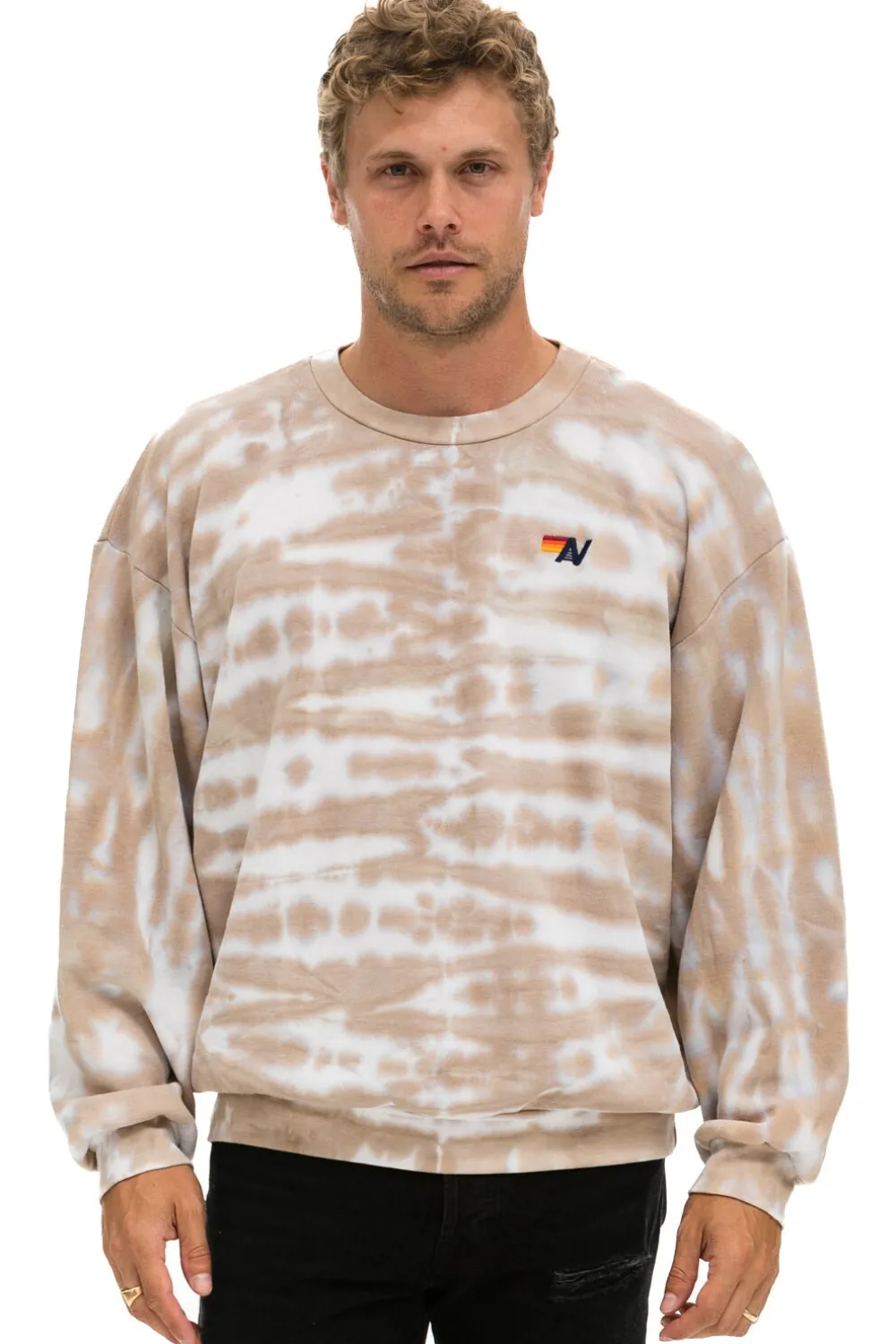Sweatshirts | Sweatshirts | Aviator Nation HAND DYED RELAXED CREW SWEATSHIRT - TIE DYE SAND TIEDYESAND