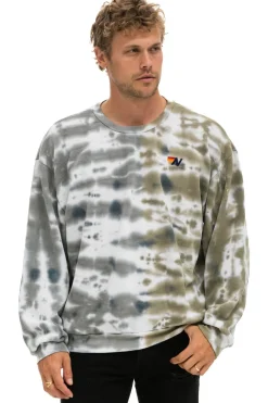 Sweatshirts | Sweatshirts | Aviator Nation HAND DYED RELAXED CREW SWEATSHIRT - TIE DYE GREY // OLIVE TIEDYEGREY//OLIVE