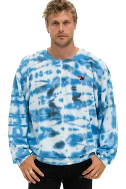 Sweatshirts | Sweatshirts | Aviator Nation HAND DYED RELAXED CREW SWEATSHIRT - TIE DYE BLUE TIEDYEBLUE
