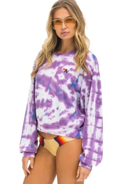 Sweatshirts | Sweatshirts | Aviator Nation HAND DYED RELAXED CREW SWEATSHIRT - TIE DYE MAGENTA TIEDYEMAGENTA