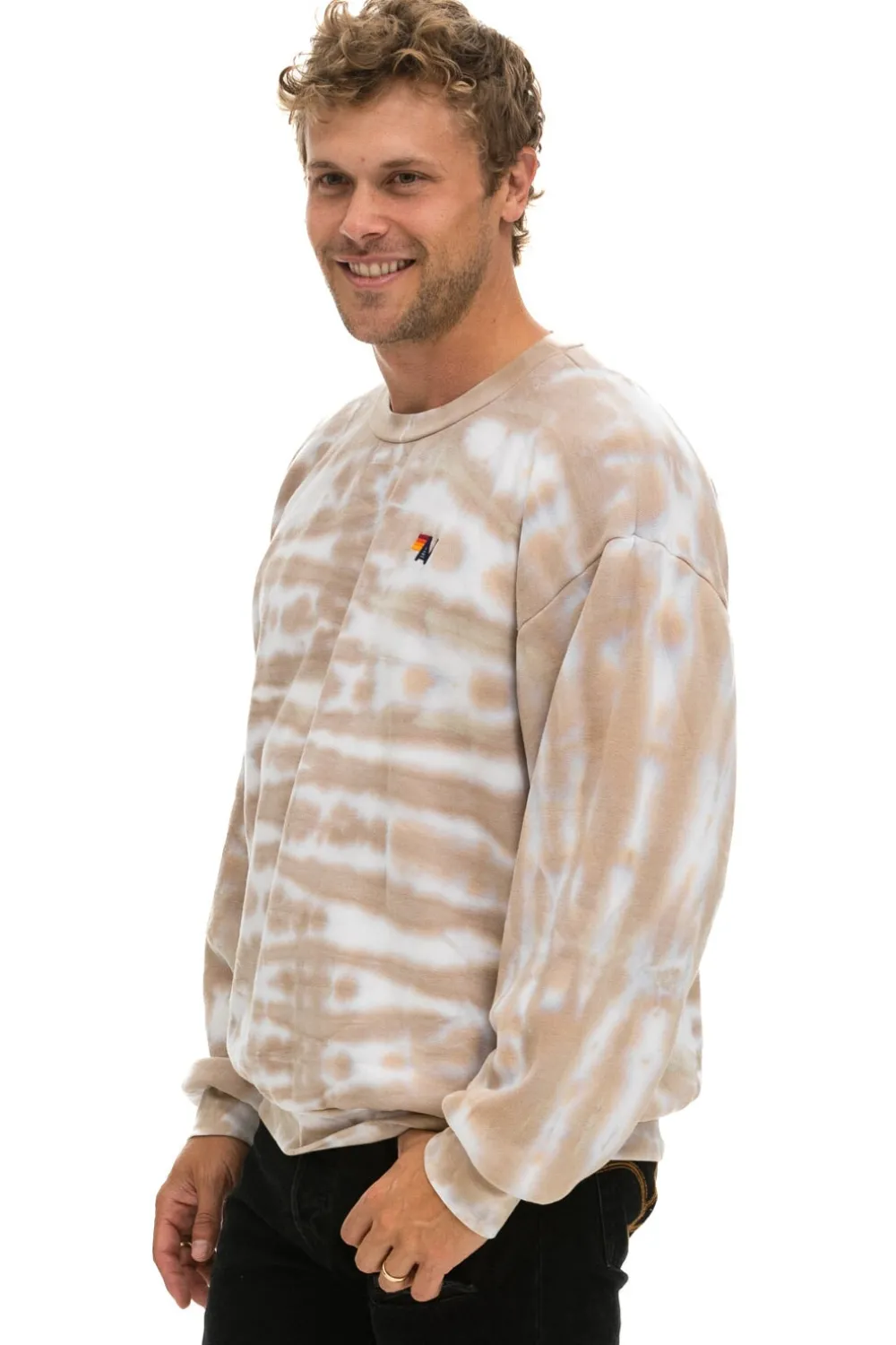 Sweatshirts | Sweatshirts | Aviator Nation HAND DYED RELAXED CREW SWEATSHIRT - TIE DYE SAND TIEDYESAND