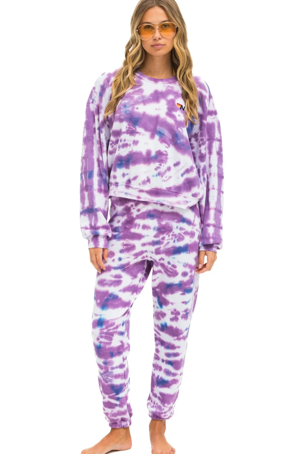 Sweatshirts | Sweatshirts | Aviator Nation HAND DYED RELAXED CREW SWEATSHIRT - TIE DYE MAGENTA TIEDYEMAGENTA