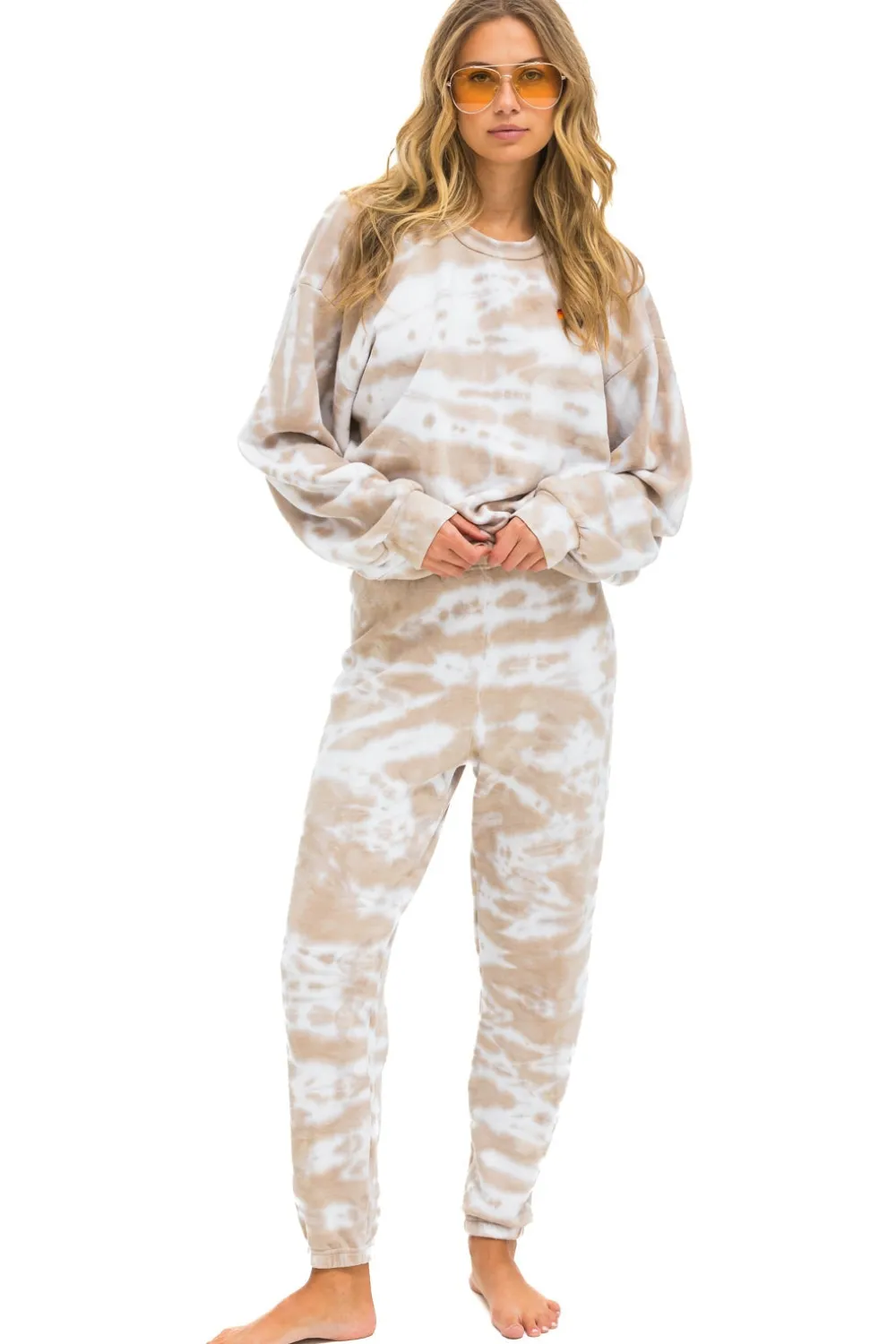 Sweatshirts | Sweatshirts | Aviator Nation HAND DYED RELAXED CREW SWEATSHIRT - TIE DYE SAND TIEDYESAND