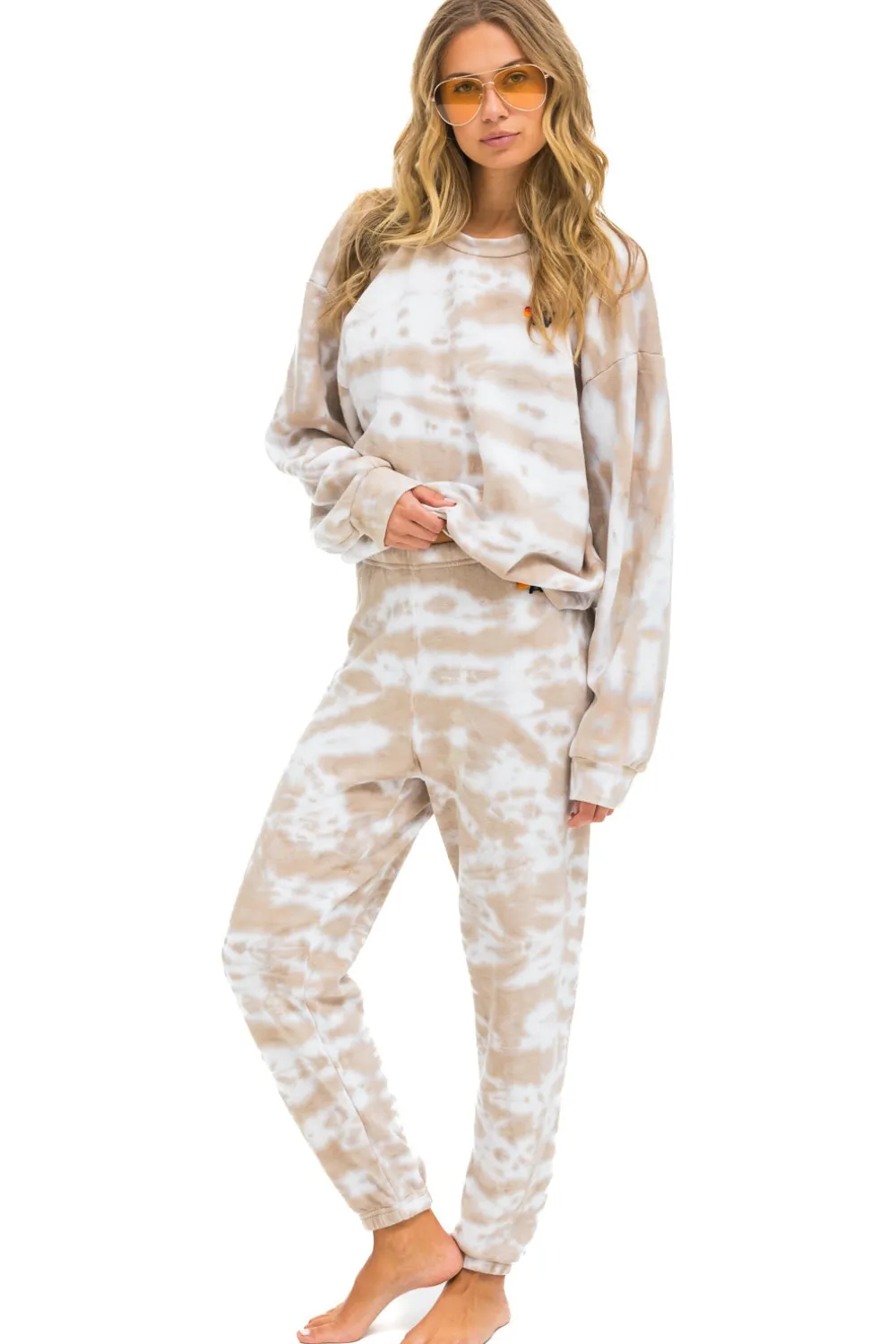 Sweatshirts | Sweatshirts | Aviator Nation HAND DYED RELAXED CREW SWEATSHIRT - TIE DYE SAND TIEDYESAND