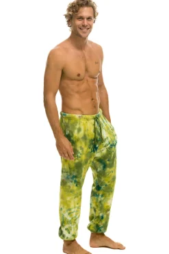 Sweatpants | Aviator Nation HAND DYED SWEATPANTS - TIE DYE GREEN YELLOW TIEDYEGREENYELLOW