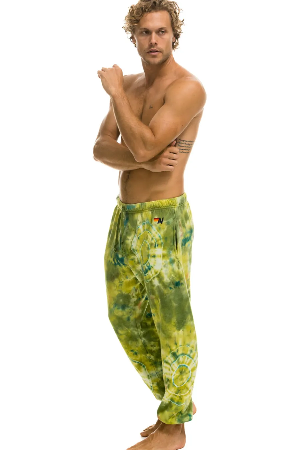 Sweatpants | Aviator Nation HAND DYED SWEATPANTS - TIE DYE GREEN YELLOW TIEDYEGREENYELLOW