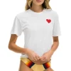 Boyfriend Tees | Tees | Aviator Nation HEART EMBROIDERY BOYFRIEND TEE - WHITE