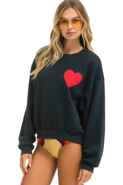 Sweatshirts | Sweatshirts | Aviator Nation HEART STITCH RELAXED CREW SWEATSHIRT - CHARCOAL