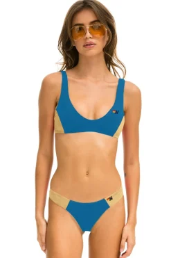 Swim Bottoms | Aviator Nation HI-CUT COLOR BLOCK CHEEKY BIKINI BOTTOMS - ANTIGUA // GOLD ANTIGUA//GOLD