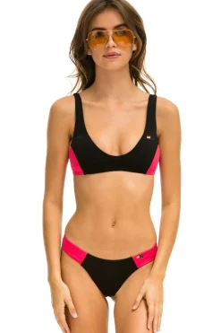 Swim Bottoms | Aviator Nation HI-CUT COLOR BLOCK CHEEKY BIKINI BOTTOMS - BLACK // RED BLACK//RED