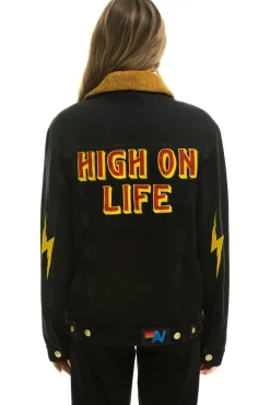 Denim | Denim | Aviator Nation HIGH ON LIFE RANCH SHERPA DENIM JACKET - VINTAGE BLACK VINTAGEBLACK