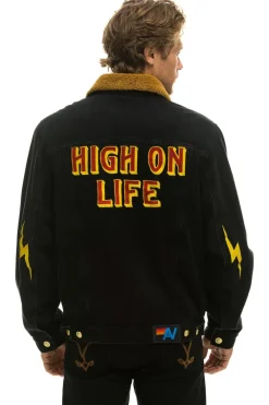 Denim | Denim | Aviator Nation HIGH ON LIFE RANCH SHERPA DENIM JACKET - VINTAGE BLACK VINTAGEBLACK