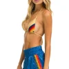 Shorts | Aviator Nation HIGH RISE 5 STRIPE NYLON JOGGER SHORT - SNORKEL BLUE SNORKELBLUE