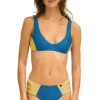 Swim Bottoms | Aviator Nation HI-WAISTED SIDE CUT OUT COLOR BLOCK CHEEKY BIKINI BOTTOMS - ANTIGUA // GOLD ANTIGUA//GOLD