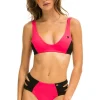 Swim Bottoms | Aviator Nation HI-WAISTED SIDE CUT OUT COLOR BLOCK FULL COVERAGE BRIEF BIKINI BOTTOMS - RED // BLACK RED//BLACK