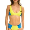 Swim Bottoms | Aviator Nation HI-WAISTED SIDE CUT OUT COLOR BLOCK FULL COVERAGE BRIEF BIKINI BOTTOMS - LED // BLUE LED//BLUE